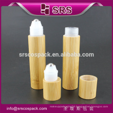 SRS cosmetic 15ml bamboo roll on bottle , 20ml cosmetic eye cream bamboo roller bottle